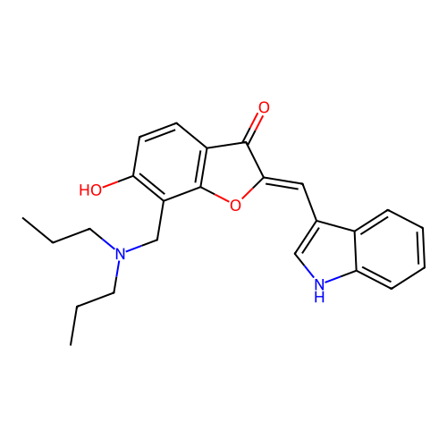 (2Z)-7-[(dipropylamino)methyl]-6-hydroxy-2-(1H-indol-3-ylmethylidene)-1-benzofuran-3(2H)-one structure