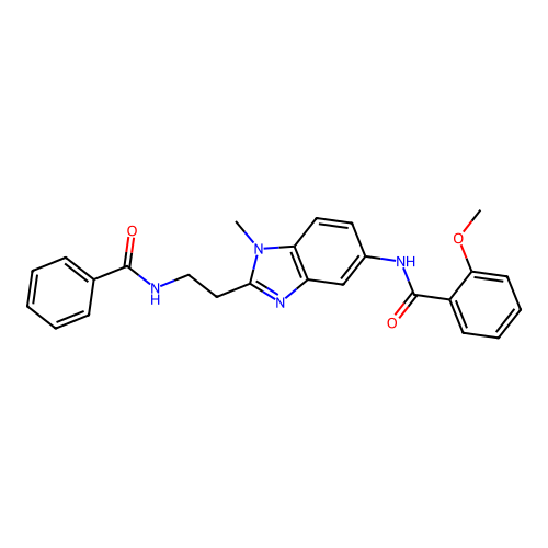 N-[2-(2-benzamidoethyl)-1-methyl-5-benzimidazolyl]-2-methoxybenzamide structure
