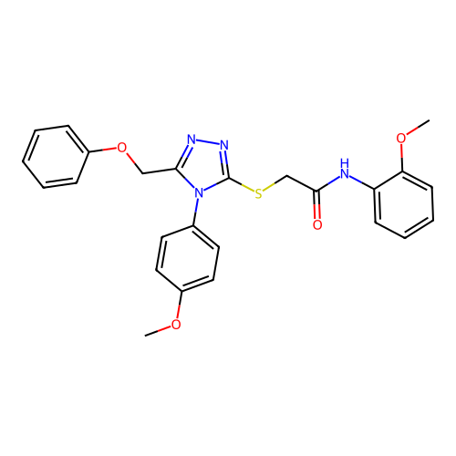 N-(2-methoxyphenyl)-2-{[4-(4-methoxyphenyl)-5-(phenoxymethyl)-4H-1,2,4-triazol-3-yl]sulfanyl}acetamide structure