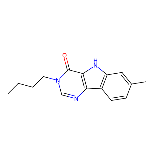 3-butyl-7-methyl-3,5-dihydro-4H-pyrimido[5,4-b]indol-4-one structure