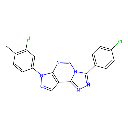 7-(3-chloro-4-methylphenyl)-3-(4-chlorophenyl)-7H-pyrazolo[4,3-e][1,2,4]triazolo[4,3-c]pyrimidine structure