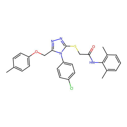2-((4-(4-chlorophenyl)-5-((p-tolyloxy)methyl)-4H-1,2,4-triazol-3-yl)thio)-N-(2,6-dimethylphenyl)acetamide structure