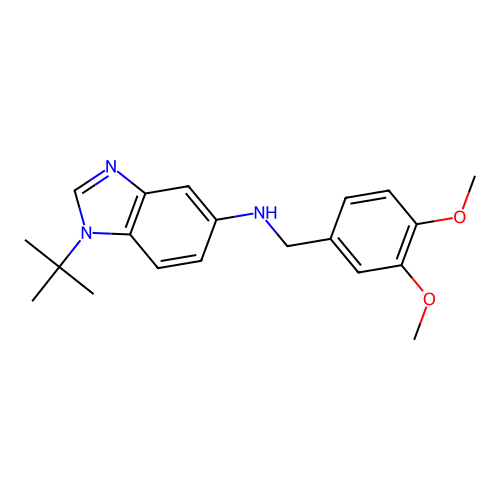 1-tert-butyl-N-(3,4-dimethoxybenzyl)-1H-benzimidazol-5-amine structure