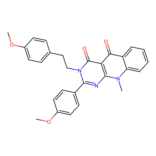 2-(4-Methoxy-phenyl)-3-[2-(4-methoxy-phenyl)-ethyl]-10-methyl-3H,10H-pyrimido[4,5-b]quinoline-4,5-di one structure