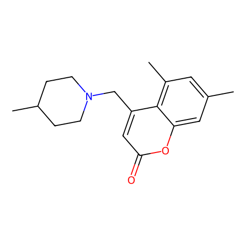 5,7-Dimethyl-4-[(4-methylpiperidyl)methyl]chromen-2-one structure