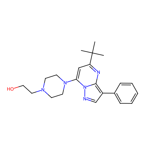 2-[4-(5-Tert-butyl-3-phenylpyrazolo[1,5-a]pyrimidin-7-yl)piperazin-1-yl]ethanol structure