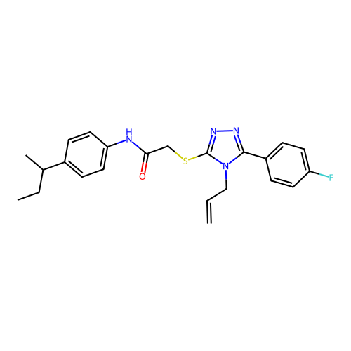 N-[4-(butan-2-yl)phenyl]-2-{[5-(4-fluorophenyl)-4-(prop-2-en-1-yl)-4H-1,2,4-triazol-3-yl]sulfanyl}acetamide structure