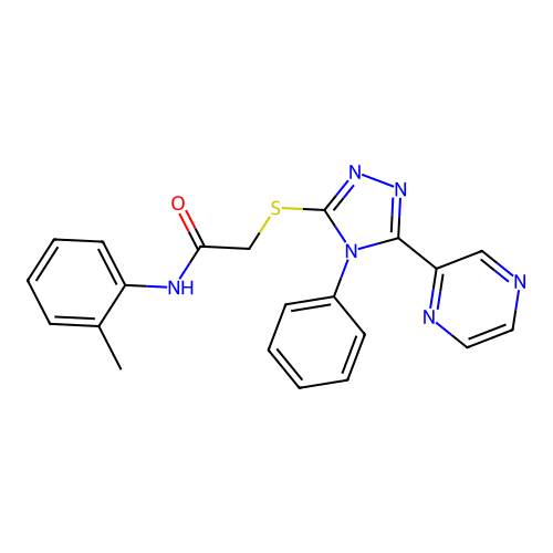 N-(2-methylphenyl)-2-[(4-phenyl-5-pyrazin-2-yl-1,2,4-triazol-3-yl)sulfanyl]acetamide structure