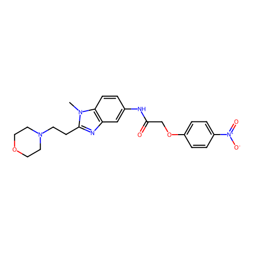 N-(1-methyl-2-(2-morpholinoethyl)-1H-benzo[d]imidazol-5-yl)-2-(4-nitrophenoxy)acetamide structure