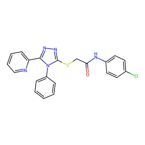 N-(4-chlorophenyl)-2-[(4-phenyl-5-pyridin-2-yl-1,2,4-triazol-3-yl)sulfanyl]acetamide structure