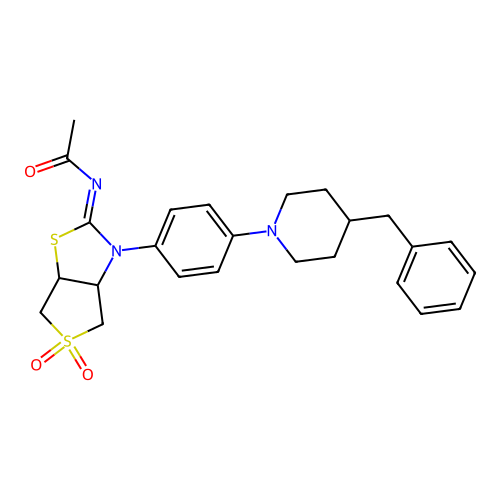 N-[(2Z)-3-[4-(4-benzylpiperidin-1-yl)phenyl]-5,5-dioxidotetrahydrothieno[3,4-d][1,3]thiazol-2(3H)-ylidene]acetamide structure