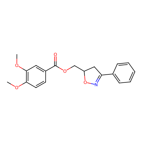 (3-Phenyl-4,5-dihydro-1,2-oxazol-5-yl)methyl 3,4-dimethoxybenzoate structure