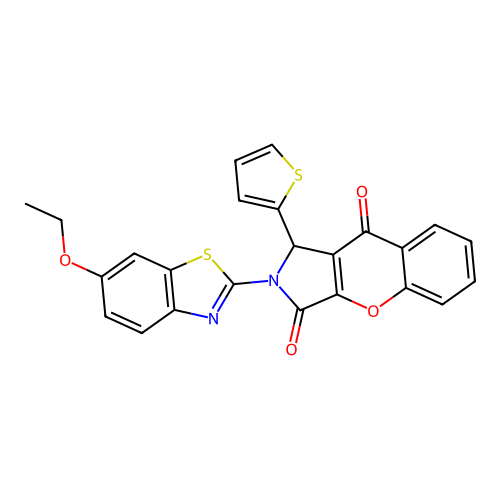 2-(6-ethoxy-1,3-benzothiazol-2-yl)-1-thiophen-2-yl-1H-chromeno[2,3-c]pyrrole-3,9-dione structure