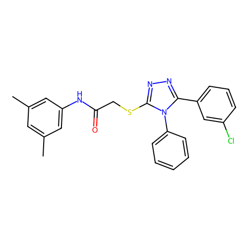 2-[[5-(3-chlorophenyl)-4-phenyl-1,2,4-triazol-3-yl]sulfanyl]-N-(3,5-dimethylphenyl)acetamide structure