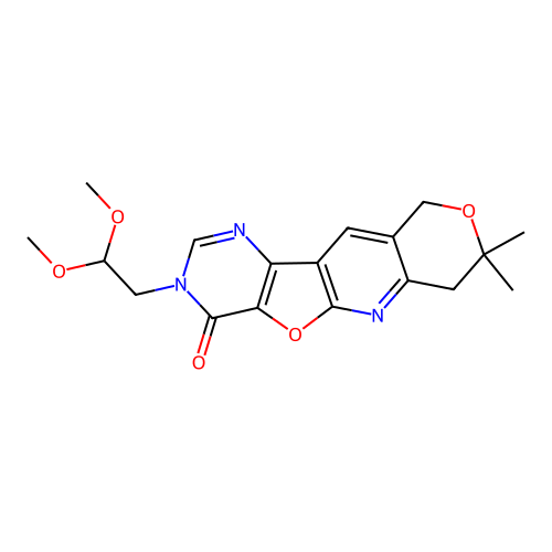 3-(2,2-dimethoxyethyl)-8,8-dimethyl-7,10-dihydro-8H-pyrano[3'',4'':5',6']pyrido[3',2':4,5]furo[3,2-d]pyrimidin-4(3H)-one structure