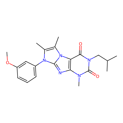 6-(3-methoxyphenyl)-4,7,8-trimethyl-2-(2-methylpropyl)purino[7,8-a]imidazole-1,3-dione structure