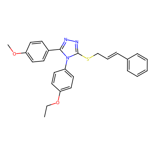 3-cinnamylsulfanyl-4-(4-ethoxyphenyl)-5-(4-methoxyphenyl)-1,2,4-triazole structure