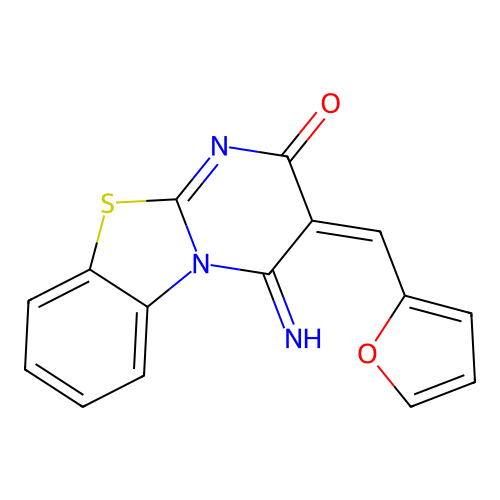 (3E)-3-(furan-2-ylmethylidene)-4-iminopyrimido[2,1-b][1,3]benzothiazol-2-one structure