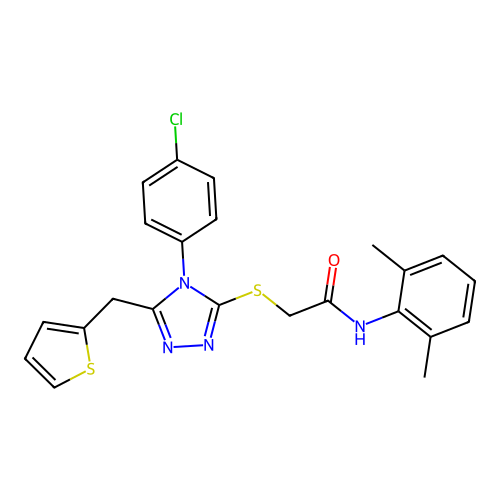 2-{[4-(4-chlorophenyl)-5-(thiophen-2-ylmethyl)-4H-1,2,4-triazol-3-yl]sulfanyl}-N-(2,6-dimethylphenyl)acetamide structure
