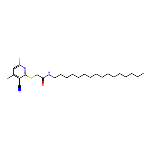 2-[(3-cyano-4,6-dimethylpyridin-2-yl)sulfanyl]-N-hexadecylacetamide structure
