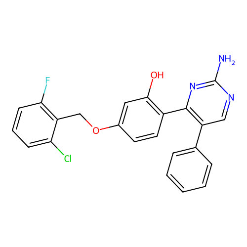 2-(2-Amino-5-phenyl-4-pyrimidinyl)-5-[(2-chloro-6-fluorobenzyl)oxy]phenol structure
