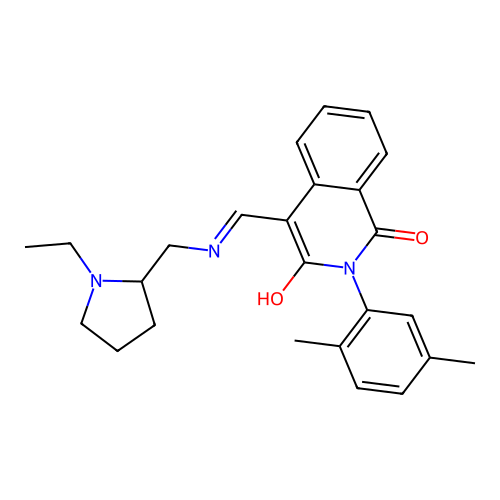 2-(2,5-dimethylphenyl)-4-[[(1-ethylpyrrolidin-2-yl)methylamino]methylidene]isoquinoline-1,3-dione structure