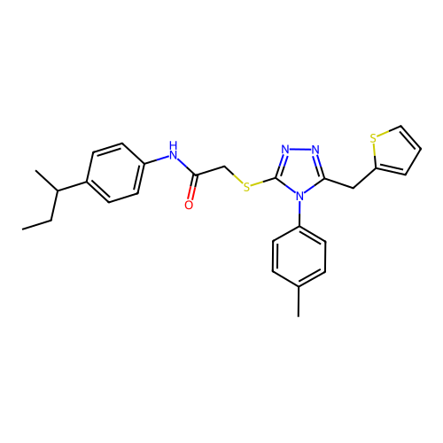 N-[4-(butan-2-yl)phenyl]-2-{[4-(4-methylphenyl)-5-(thiophen-2-ylmethyl)-4H-1,2,4-triazol-3-yl]sulfanyl}acetamide structure