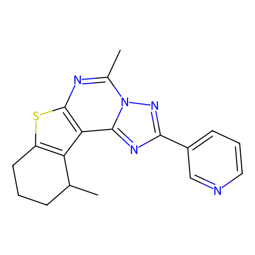 5,11-dimethyl-2-(pyridin-3-yl)-8,9,10,11-tetrahydro[1]benzothieno[3,2-e][1,2,4]triazolo[1,5-c]pyrimidine structure