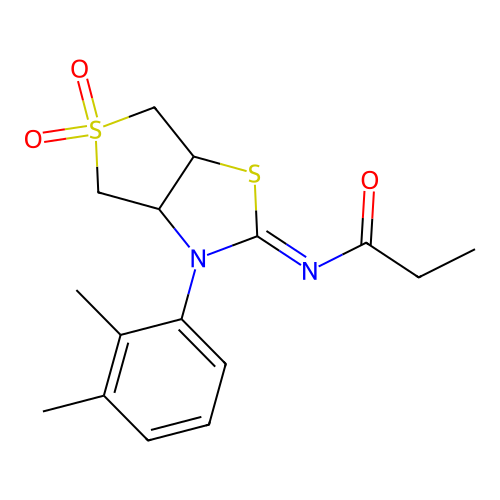 N-[(2Z)-3-(2,3-dimethylphenyl)-5,5-dioxidotetrahydrothieno[3,4-d][1,3]thiazol-2(3H)-ylidene]propanamide structure