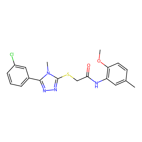 2-{[5-(3-chlorophenyl)-4-methyl-4H-1,2,4-triazol-3-yl]sulfanyl}-N-(2-methoxy-5-methylphenyl)acetamide structure