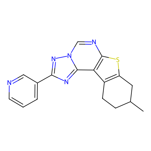 9-methyl-2-(3-pyridyl)-8,9,10,11-tetrahydro[1]benzothieno[3,2-e][1,2,4]triazolo[1,5-c]pyrimidine structure