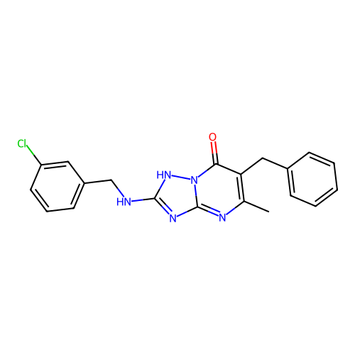 6-Benzyl-2-[(3-chlorobenzyl)amino]-5-methyl[1,2,4]triazolo[1,5-a]pyrimidin-7-ol structure