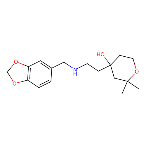 4-[2-(1,3-benzodioxol-5-ylmethylamino)ethyl]-2,2-dimethyloxan-4-ol structure