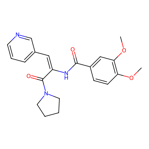 (E)-3,4-dimethoxy-N-(3-oxo-1-(pyridin-3-yl)-3-(pyrrolidin-1-yl)prop-1-en-2-yl)benzamide structure