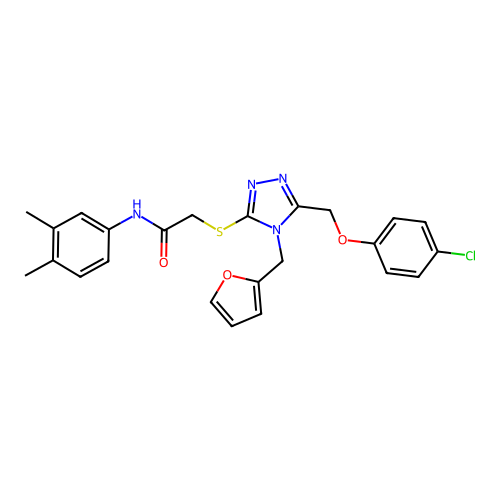 2-((5-((4-chlorophenoxy)methyl)-4-(furan-2-ylmethyl)-4H-1,2,4-triazol-3-yl)thio)-N-(3,4-dimethylphenyl)acetamide structure