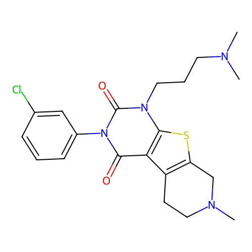 3-(3-chlorophenyl)-1-(3-(dimethylamino)propyl)-7-methyl-5,6,7,8-tetrahydropyrido[4',3':4,5]thieno[2,3-d]pyrimidine-2,4(1H,3H)-dione structure