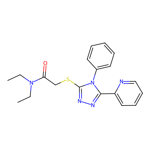 N,N-diethyl-2-[(4-phenyl-5-pyridin-2-yl-1,2,4-triazol-3-yl)sulfanyl]acetamide structure