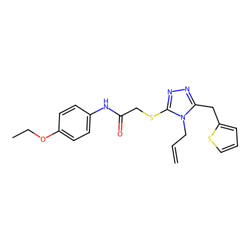 N-(4-ethoxyphenyl)-2-{[4-(prop-2-en-1-yl)-5-(thiophen-2-ylmethyl)-4H-1,2,4-triazol-3-yl]sulfanyl}acetamide structure