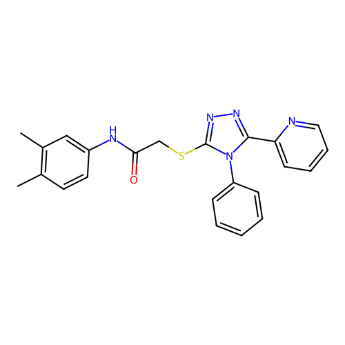 N-(3,4-dimethylphenyl)-2-[(4-phenyl-5-pyridin-2-yl-1,2,4-triazol-3-yl)sulfanyl]acetamide structure
