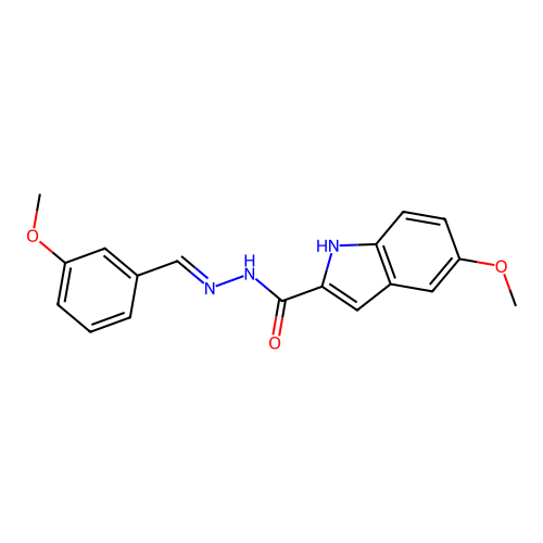 5-methoxy-N'-[(E)-(3-methoxyphenyl)methylidene]-1H-indole-2-carbohydrazide structure