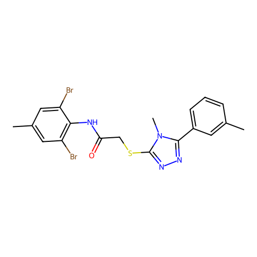 N-(2,6-dibromo-4-methylphenyl)-2-{[4-methyl-5-(3-methylphenyl)-4H-1,2,4-triazol-3-yl]sulfanyl}acetamide structure