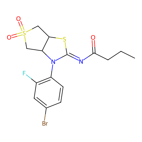N-[(2Z)-3-(4-bromo-2-fluorophenyl)-5,5-dioxidotetrahydrothieno[3,4-d][1,3]thiazol-2(3H)-ylidene]butanamide structure