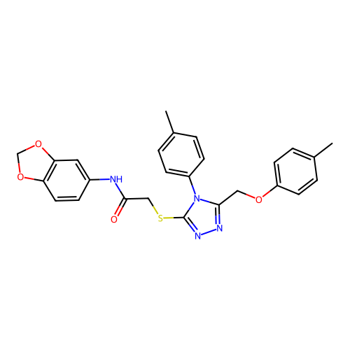 N-(1,3-benzodioxol-5-yl)-2-({5-[(4-methylphenoxy)methyl]-4-(4-methylphenyl)-4H-1,2,4-triazol-3-yl}sulfanyl)acetamide structure