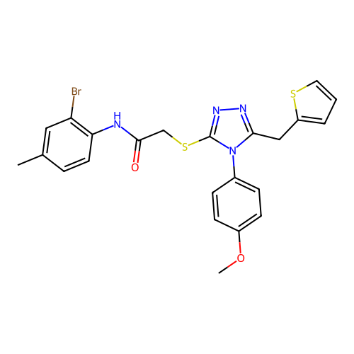 N-(2-bromo-4-methylphenyl)-2-{[4-(4-methoxyphenyl)-5-(thiophen-2-ylmethyl)-4H-1,2,4-triazol-3-yl]sulfanyl}acetamide structure