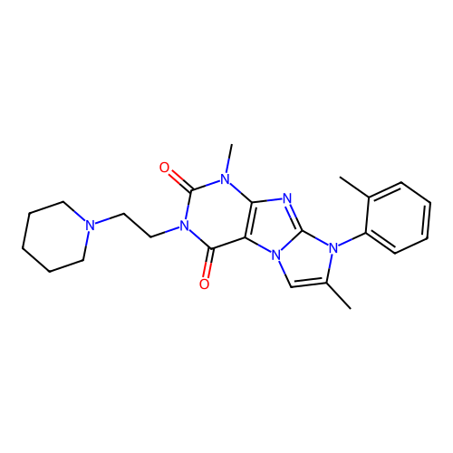 1,7-dimethyl-3-(2-(piperidin-1-yl)ethyl)-8-(o-tolyl)-1H-imidazo[2,1-f]purine-2,4(3H,8H)-dione structure
