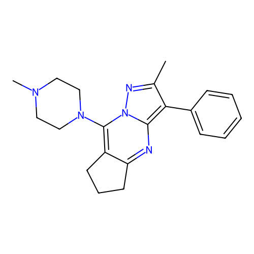 2-methyl-8-(4-methylpiperazin-1-yl)-3-phenyl-6,7-dihydro-5H-cyclopenta[d]pyrazolo[1,5-a]pyrimidine structure