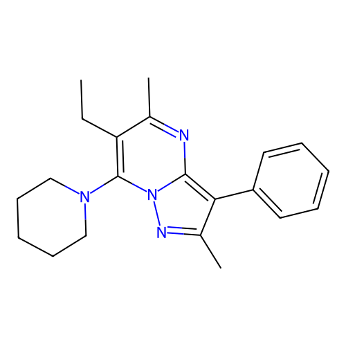 6-Ethyl-2,5-dimethyl-3-phenyl-7-(piperidin-1-yl)pyrazolo[1,5-a]pyrimidine structure