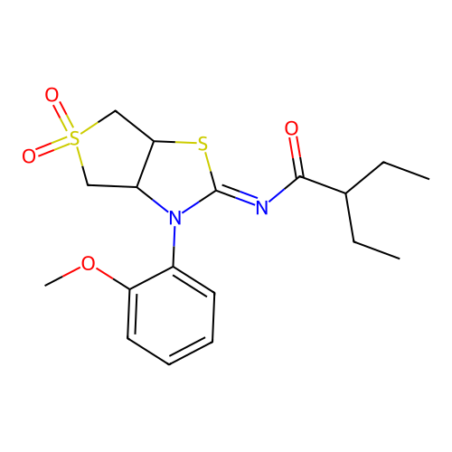 2-ethyl-N-[(2Z)-3-(2-methoxyphenyl)-5,5-dioxidotetrahydrothieno[3,4-d][1,3]thiazol-2(3H)-ylidene]butanamide structure