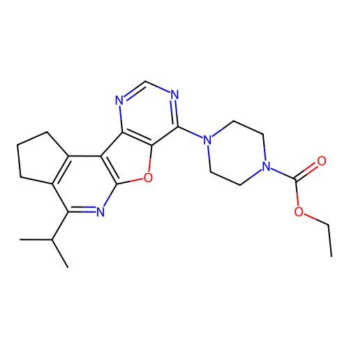 ethyl 4-(4-isopropyl-2,3-dihydro-1H-cyclopenta[4',5']pyrido[3',2':4,5]furo[3,2-d]pyrimidin-7-yl)piperazine-1-carboxylate structure