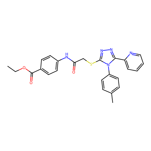 Ethyl 4-[[2-[[4-(4-methylphenyl)-5-pyridin-2-yl-1,2,4-triazol-3-yl]sulfanyl]acetyl]amino]benzoate structure